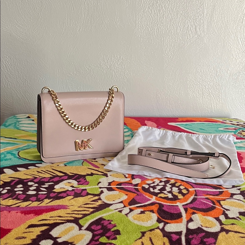 Michael Kors Blush Crossbody Bag with Gold Chain